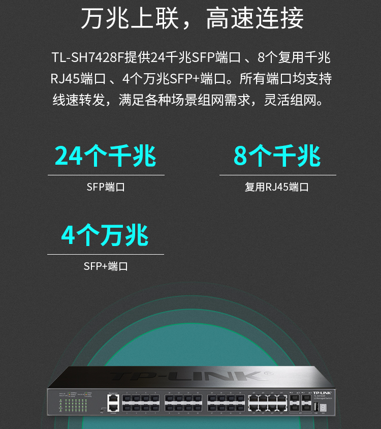 TP-LINK TL-SH7428F萬兆上聯(lián)三層網(wǎng)管核心交換機(jī)